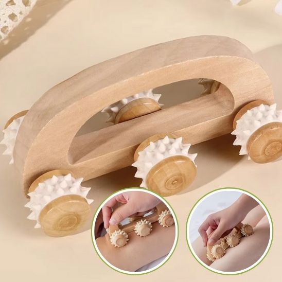 rouleau bois detente masseur dos cou jambe mais douceur