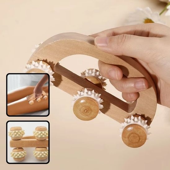 rouleau bois detente masseur dos cou jambe mais flux lymphatique