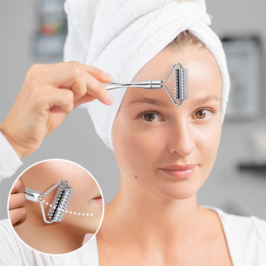 rouleau massage acier inoxydable beaute visage