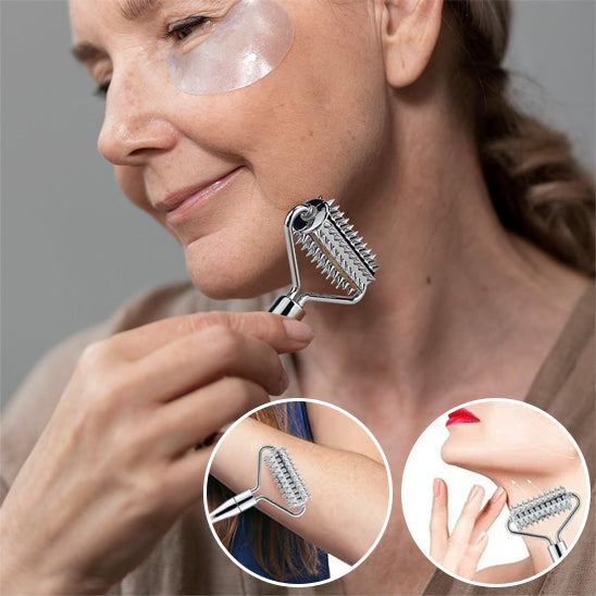 rouleau massage acier inoxydable visage cou rides