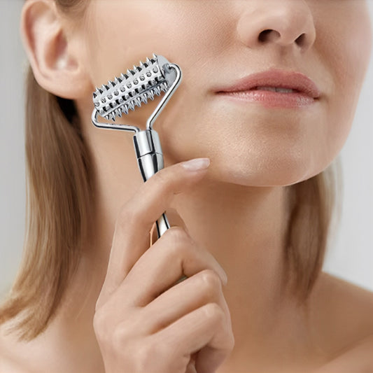 rouleau massage acier inoxydable visage cou soin