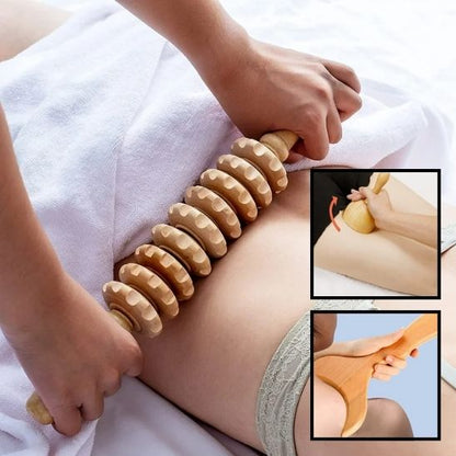 rouleau massage bois detente circulation anti cellulite dos